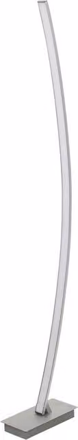 Lámpara de pie LED Rabalux de arco curvo en aluminio cepillado color plata, 28W, 2100 lm y luz blanca cálida 3000K