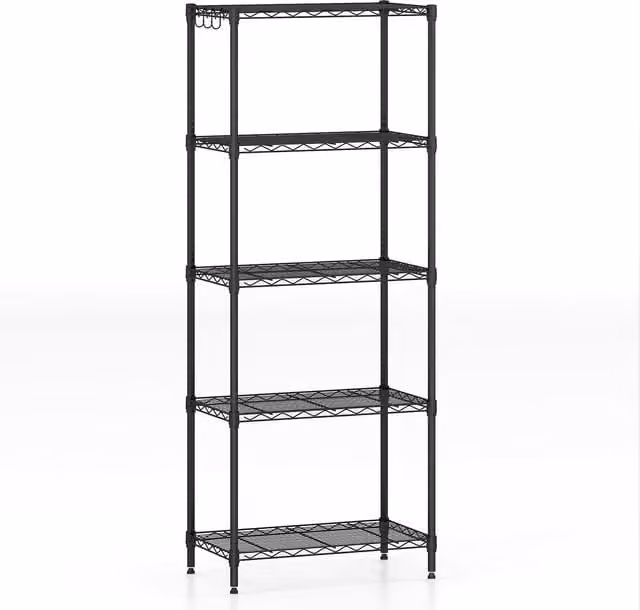 Estantería de metal ajustable NORTHIX de 5 niveles en color negro para cocina o uso industrial, An/P/Al: 152 x 59 x 34 cm