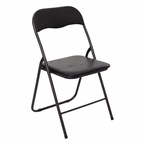 Silla plegable de cocina Atmosphera en color negro con acabado mate y tapicería de polipiel
