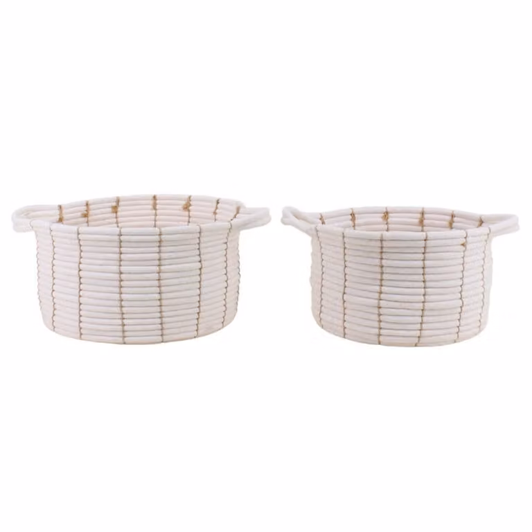 Cesta de cuerda Ornami en color beige con asas, An/P/Al: 24 x 14 cm