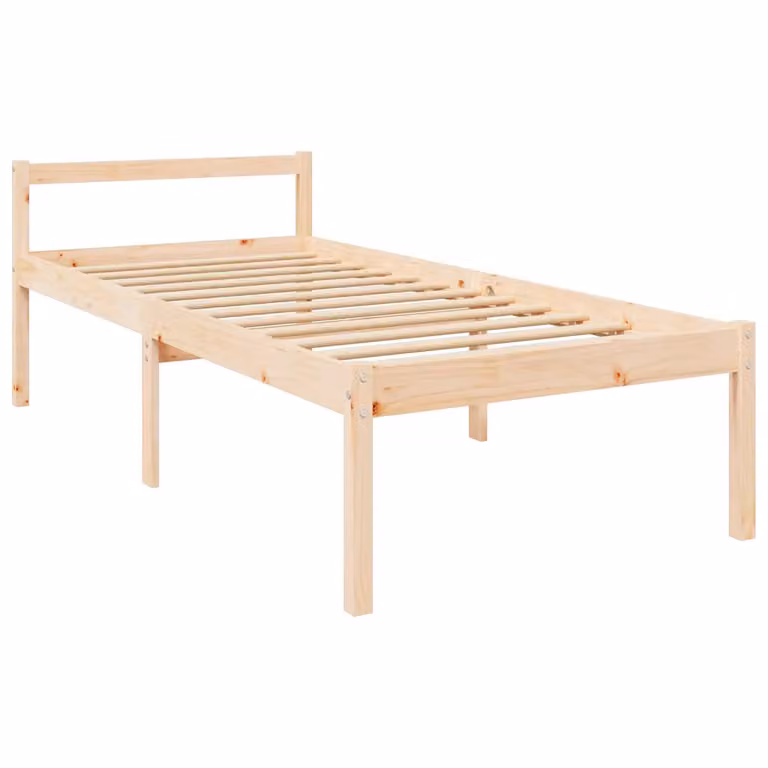 Cama para personas mayores vidaXL de madera de pino en color marrón y beige, An: 75 cm, Al: 190 cm