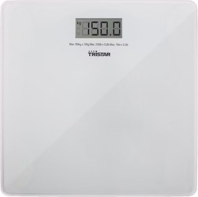 Báscula personal Tristar WG-2419 de cristal en color blanco con capacidad de hasta 150 kg