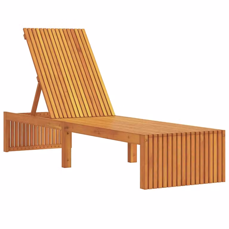 Tumbona de madera maciza de acacia con aceite natural vidaXL en color marrón para jardín o terraza con reposacabezas ajustable