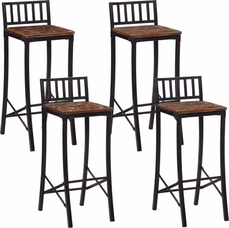Set de 4 taburetes altos Syfax de madera reciclada y hierro en color marrón multicolor de estilo rústico