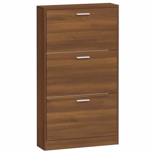 Armario zapatero moderno Helloshop26 de madera MDF para pasillo, salón o dormitorio, color marrón mate, An/P/Al: 59 x 17 x 108 cm