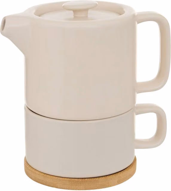 Tetera Nature Terra de Atmosphera Créateur D'Intérieur en cerámica color beige con infusor y capacidad de 700 ml