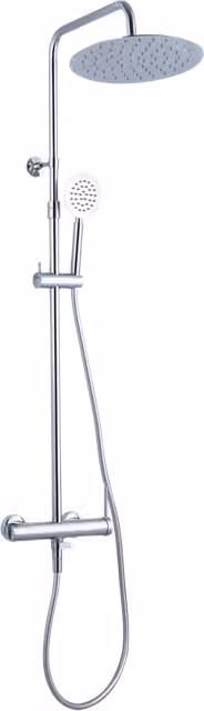 Columna de ducha mecánica Lollipop ii de ESSEBAGNO en color cromado con efecto plata, incluye rociador de lluvia, alcachofa de mano y desviador, montaje en pared, An/P/Al: 25 x 34 x 115 cm