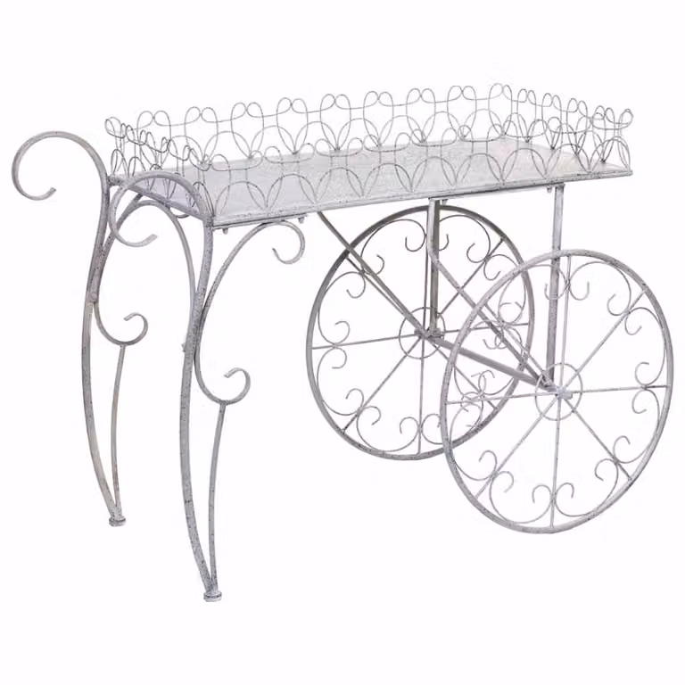 Carro expositor vintage Wanderlust deco de metal color gris An/P/Al: 115 x 55 x 78 cm