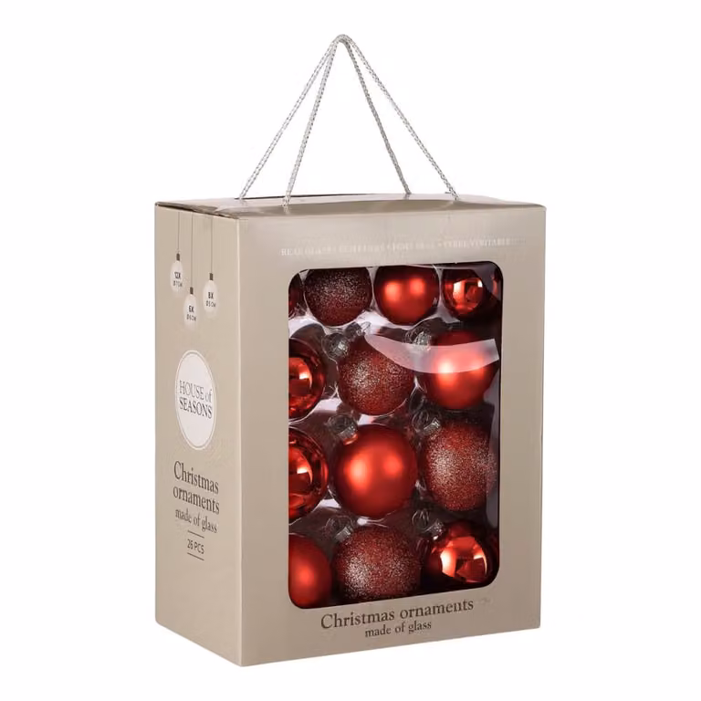 Bola de Navidad de Vidrio Mica Decorations Roja de Diseño Moderno y Abstracto de 7 cm