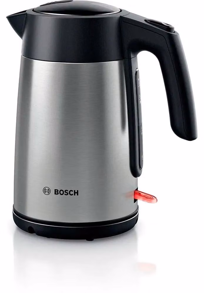 Hervidor de agua Bosch TWK7L460 color plata de acero inoxidable con capacidad de 1,7 litros y 2400 W