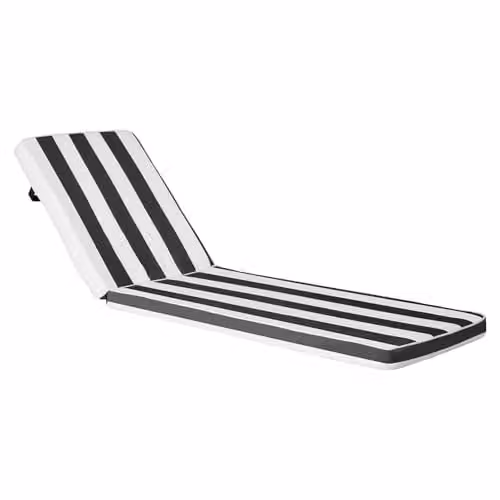 Juego de 2 cojines para tumbona VEVOR con diseño de rayas blancas y negras, impermeables y resistentes a los rayos UV, An/P: 56,1 x 189 cm