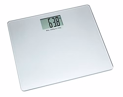 Báscula personal digital TFA Dostmann con plataforma de vidrio, capacidad hasta 200 kg, disponible en blanco, negro o plata