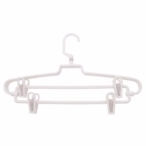 Percha de plástico MSV MS398 con pinzas y barra en color blanco