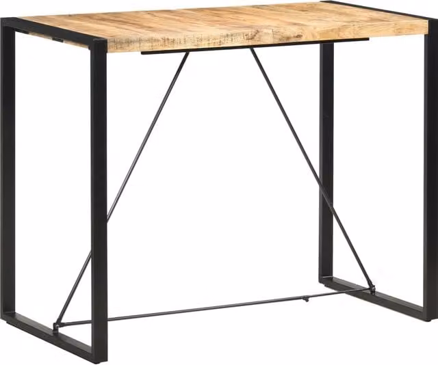 vidaXL Mesa alta de cocina y comedor de madera de mango marrón An/P/Al: 140 x 70 x 110 cm