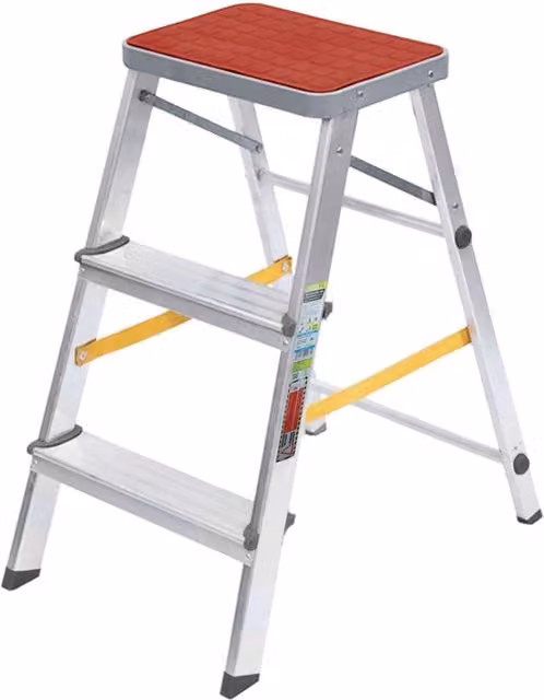 Escalerilla de aluminio Oryx de 3 peldaños para uso doméstico en color plata