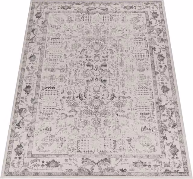 Alfombra lavable Sami de estilo oriental y moderno en color gris antracita, An/P: 200 x 280 cm