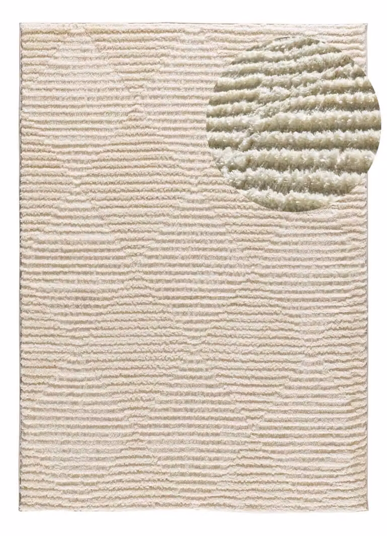Alfombra de pelo largo con diseño geométrico Atticgo en color beige, An/P: 140 x 200 cm