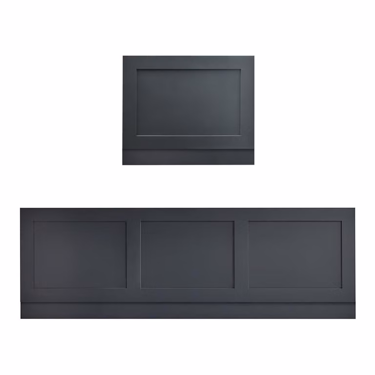 Bañera rectangular de acrílico Hudson Reed con faldón, color blanco, gris y negro, An/P/Al: 170 x 75 x 55 cm