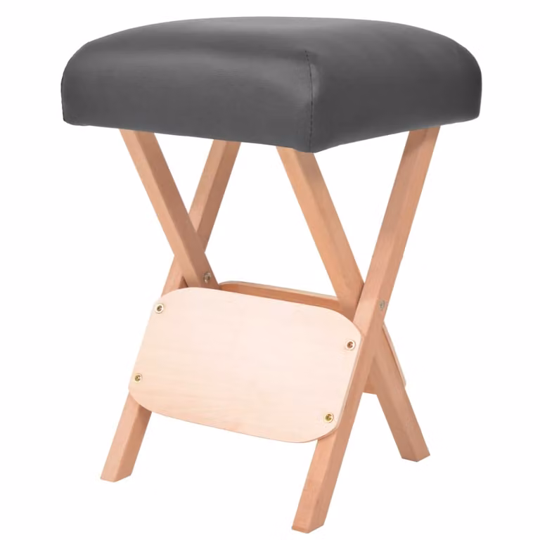 Taburete de masaje plegable vidaXL con 2 cabezales y acolchado de 12 cm en color negro