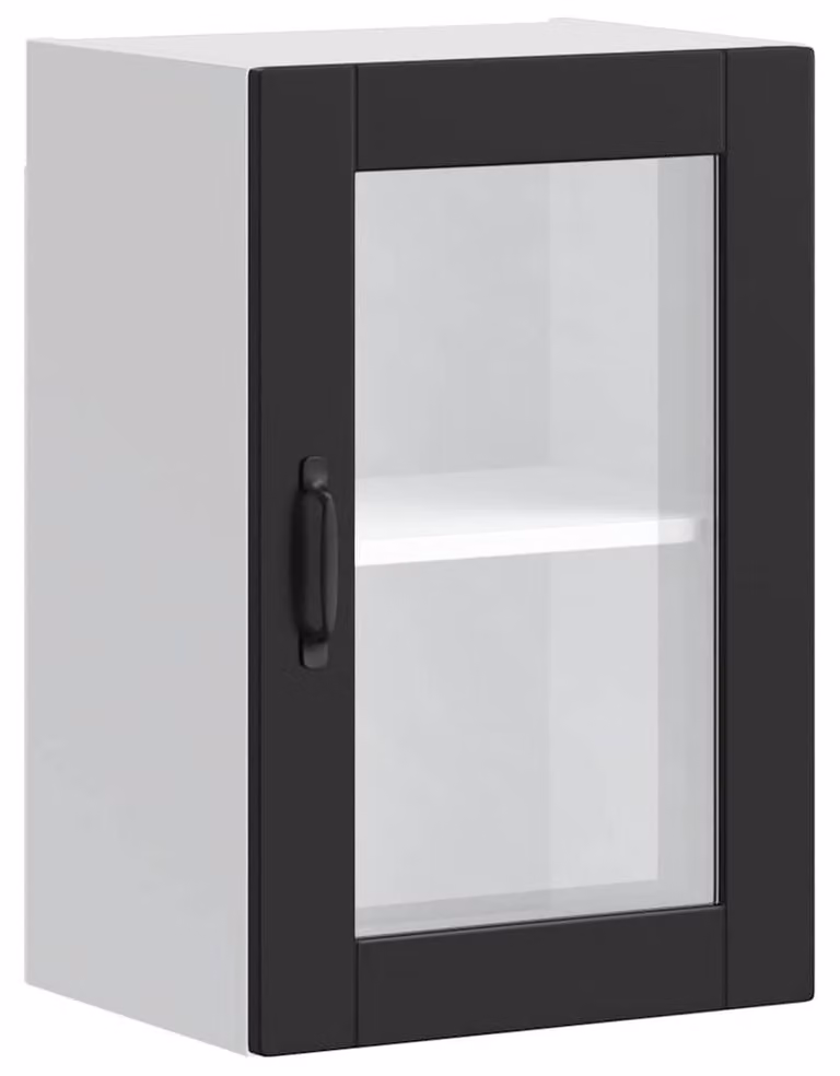 Armario de cocina suspendido DKD HOME DECOR modelo Porto con puertas de cristal y acabado mate en blanco o negro, An/P/Al: 60 x 31 x 60 cm
