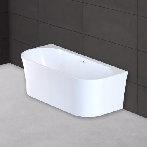 Bañera semi-exenta ovalada Spalina Ruby blanca L: 170 cm, An: 80 cm, P: 57 cm