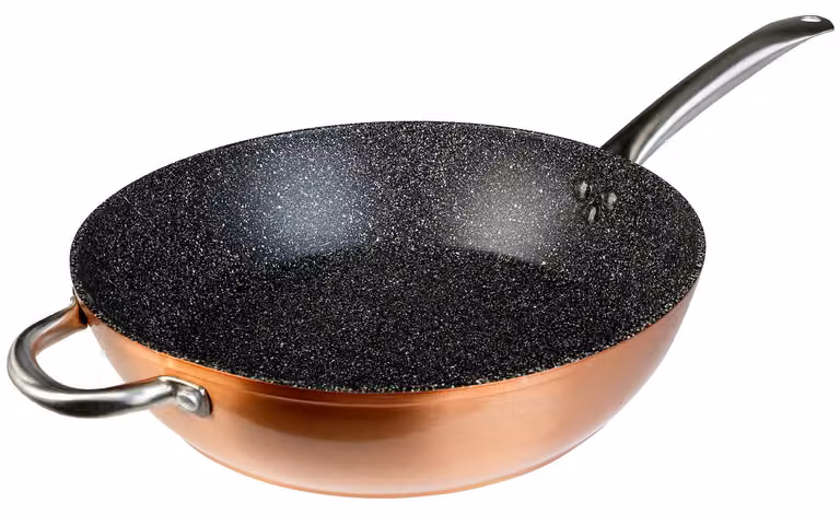 Casserole WECOOK de aluminio con revestimiento antiadherente, color naranja y bronce, Diámetro: 32 cm