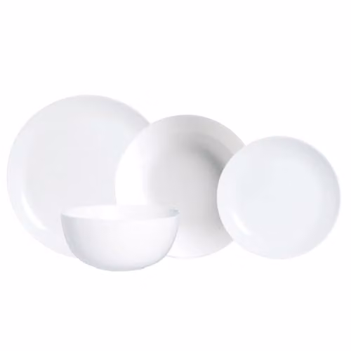Vajilla de vidrio opal Luminarc Diwali de 19 piezas para 6 personas en color blanco, apta para microondas y lavavajillas