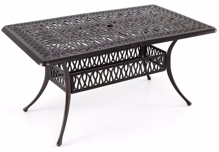Mesa de jardín rectangular Northix de aluminio marrón con altura ajustable para terraza y exteriores, An/P/Al: 150 x 91 x 73 cm