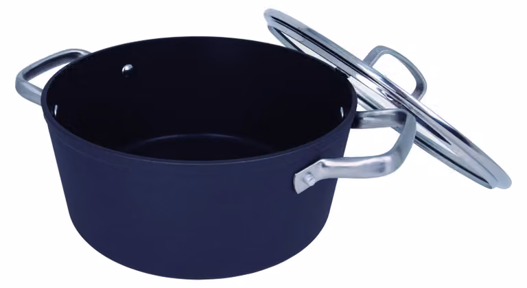 Olla de aluminio forjado Arcos Samoa con revestimiento antiadherente negro, 1,5 l, 16 cm