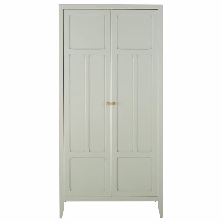 Armario infantil de Maison du Monde en madera de pino y MDF verde mate con puertas batientes
