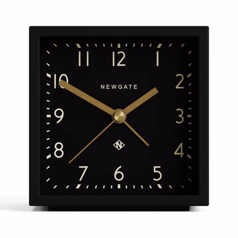 Reloj de mesa analógico Newgate estilo Art Deco en negro y dorado