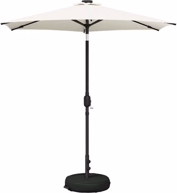 Parasol de jardín SYFAX con luces LED y base en poliéster color beige y blanco, An/P: 226 x 226 cm