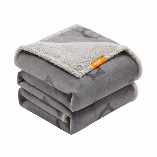 Manta impermeable reversible Feandrea para perros y gatos, vellón y franela, gris, An/P: 229 x 203 cm