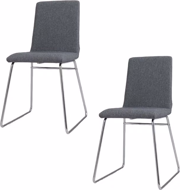 Set de 2 sillas de comedor plegables NORTHIX con estructura de metal y asiento acolchado en gris y plata