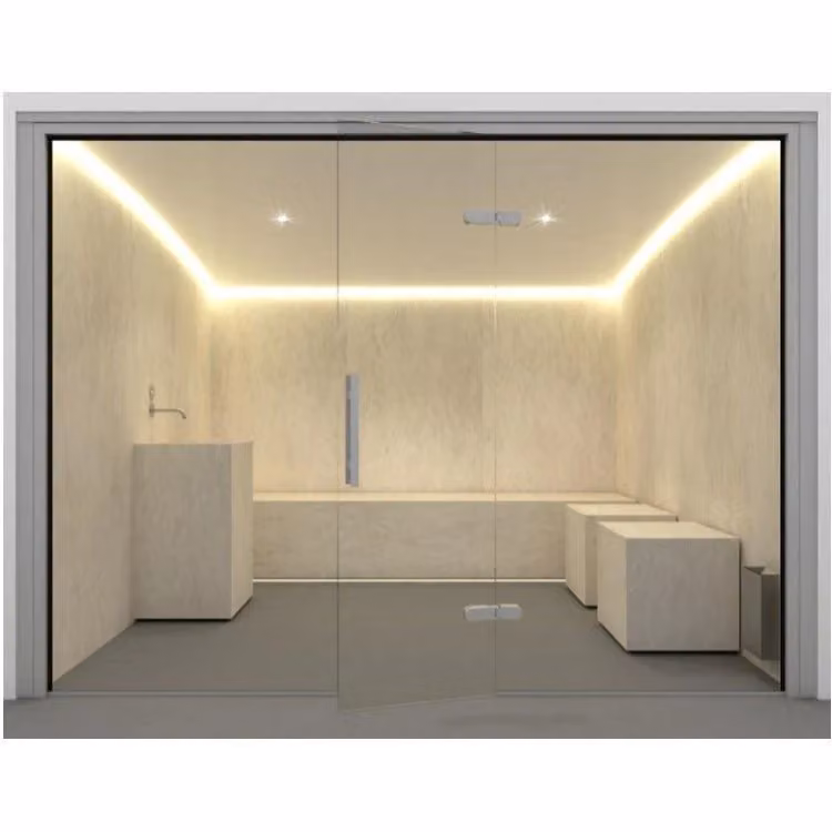 Cabina de baño de vapor AstralPool en aluminio color blanco y beige