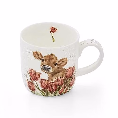 Mug de porcelana Portmeirion Wrendale Designs Bessie con diseño de vaca en blanco y multicolor de 0,31 l