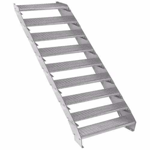 Escalera metálica ajustable Monster Shop de 9 escalones en acero inoxidable color plata, An/P/Al: 90 x 30 x 24 cm