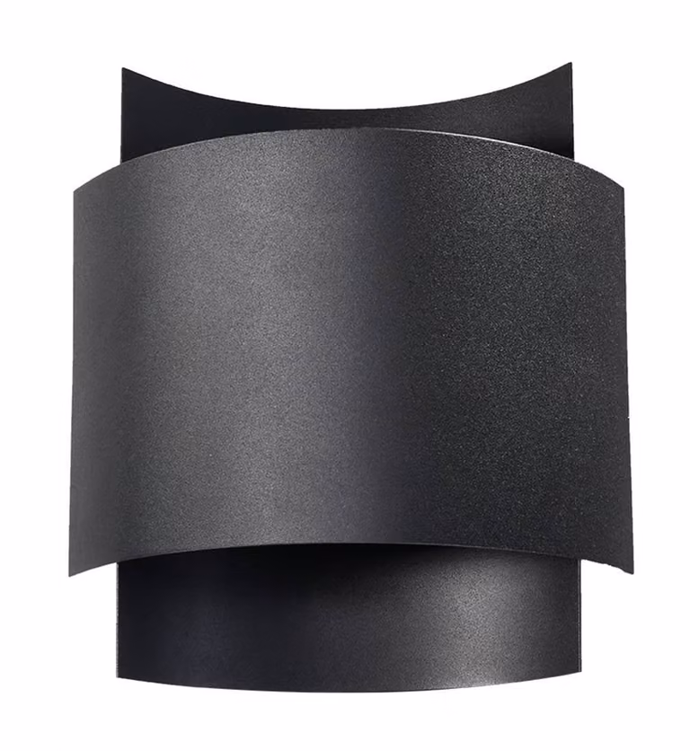 Aplique de pared Sollux Impact en metal negro con iluminación up/down y diseño moderno, Altura: 23 cm
