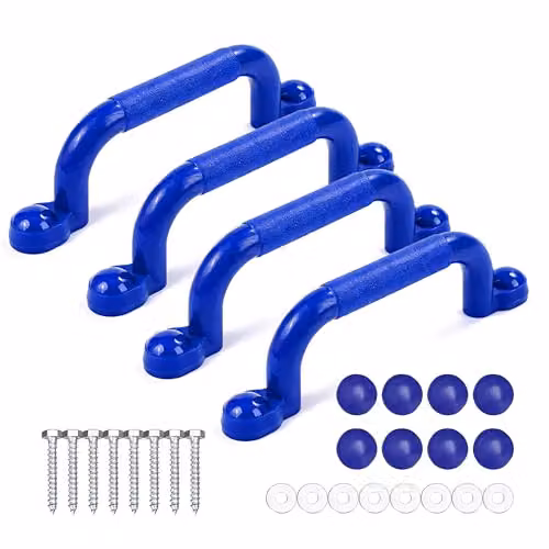 Pack de 4 asideros para estructura de escalada Relaxdays en plástico azul resistente a los rayos UV