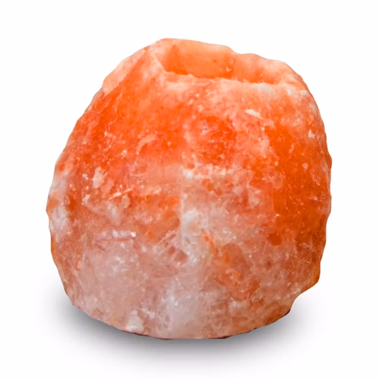 Portavelas Zen'Light de cristal de sal del Himalaya tallado a mano, color naranja y beige, 500 g