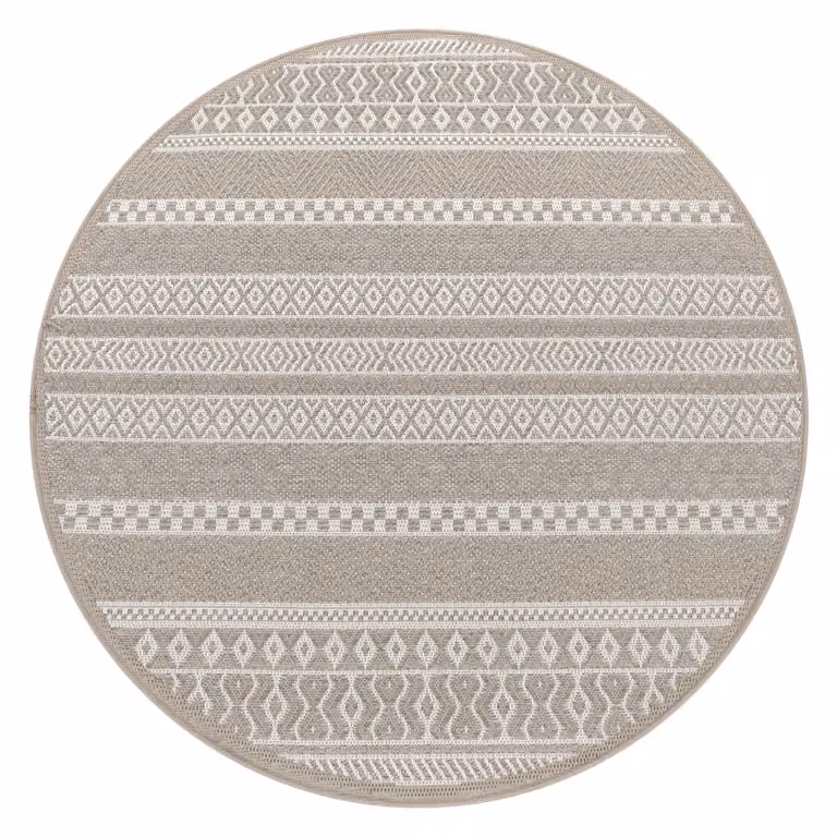Alfombra redonda Verona beige para interior y exterior de 80 cm