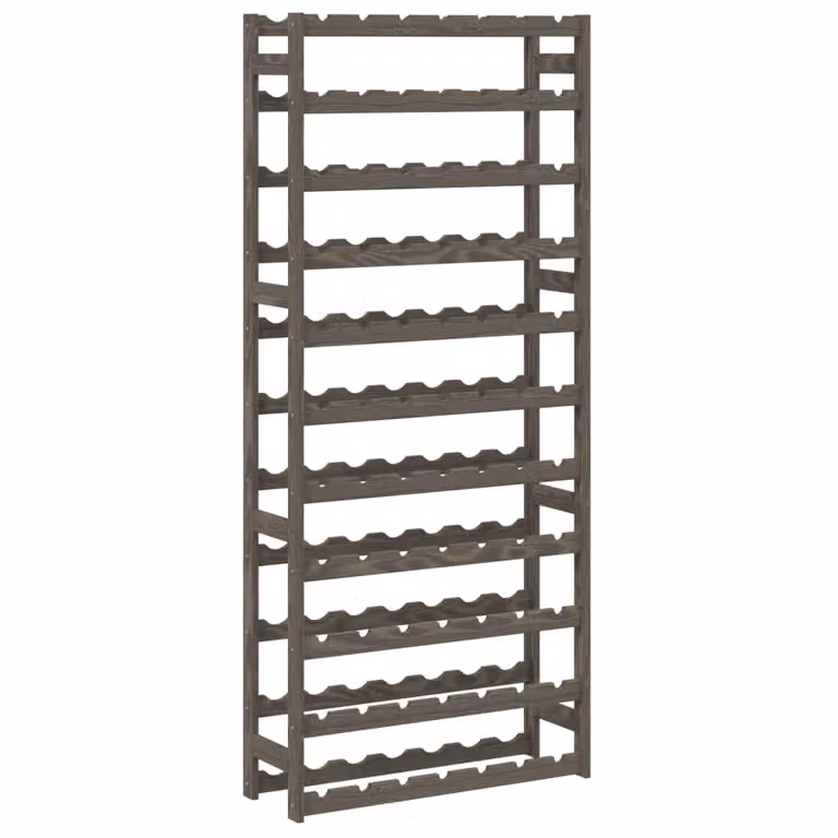 Botellero de pared vidaXL para 77 botellas de madera maciza de pino en color gris mate
