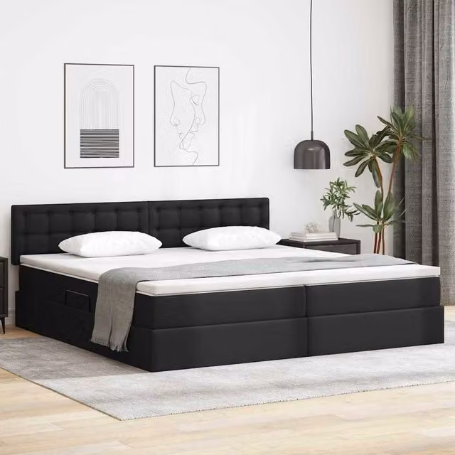 Cama con almacenamiento y LED Maison Exclusive en gris claro, An/P: 200 x 200 cm