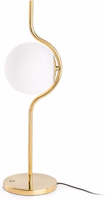Lámpara de sobremesa Levita de Faro en metal dorado y blanco con bombilla LED regulable