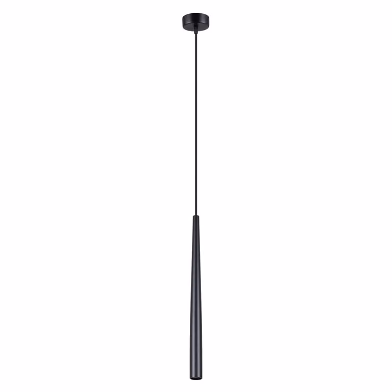 Lámpara de techo suspendida Sollux Lighting en metal negro con diseño de cono minimalista y altura ajustable, Altura: 8 cm