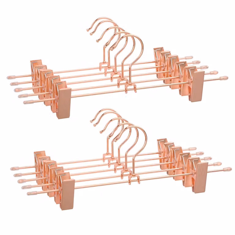 Juego de 10 perchas de metal Songmics con pinzas y gancho giratorio, color oro rosa, 31 cm