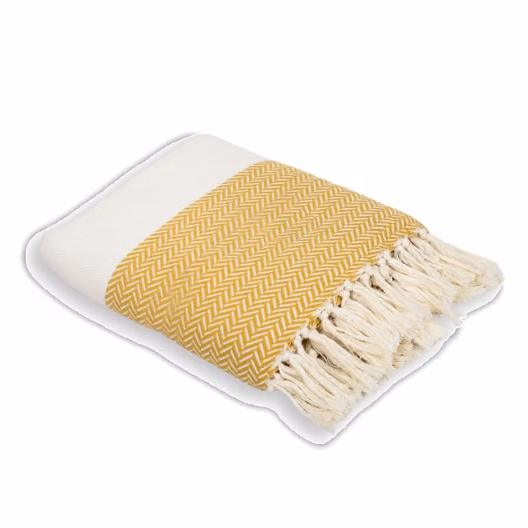 Manta plaid de algodón jacquard Febronie color amarillo An/P/Al: 130 x 170 cm