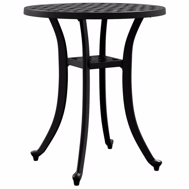 Mesa de jardín Syfax de aluminio fundido negra con acabado mate Diámetro: 48 cm, Altura: 53 cm