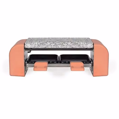 Set de raclette Livoo x Marmiton DOC306 de 450W para 2 personas con plato de granito, disponible en negro o rosa