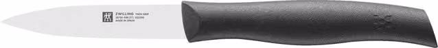 Cuchillo puntilla Zwilling Twin Grip de acero inoxidable en color negro y plata de 9 cm